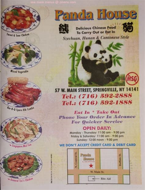 Adresse de contact. . Panda house springville menu